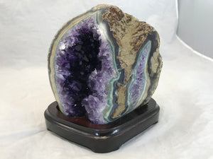 Green Agate with Amethyst Geode