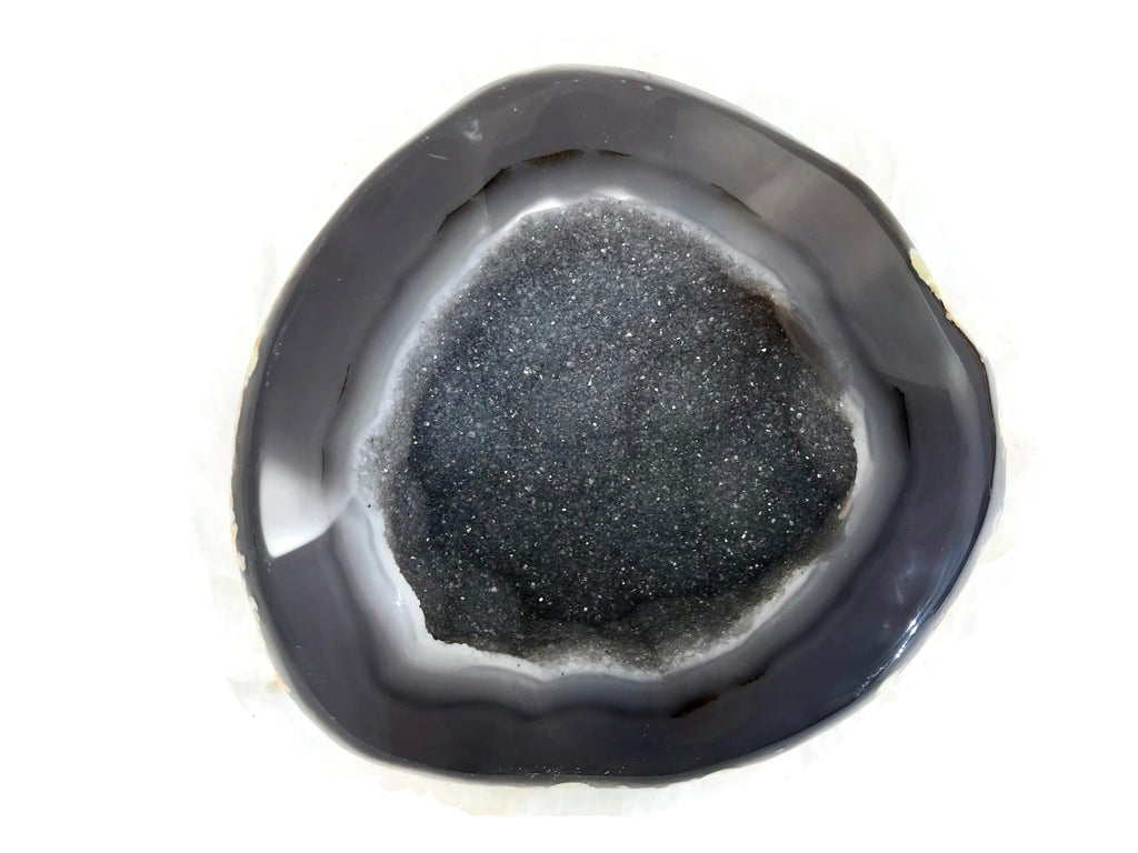 Microcrystalline Quartz over Blue Agate Geode