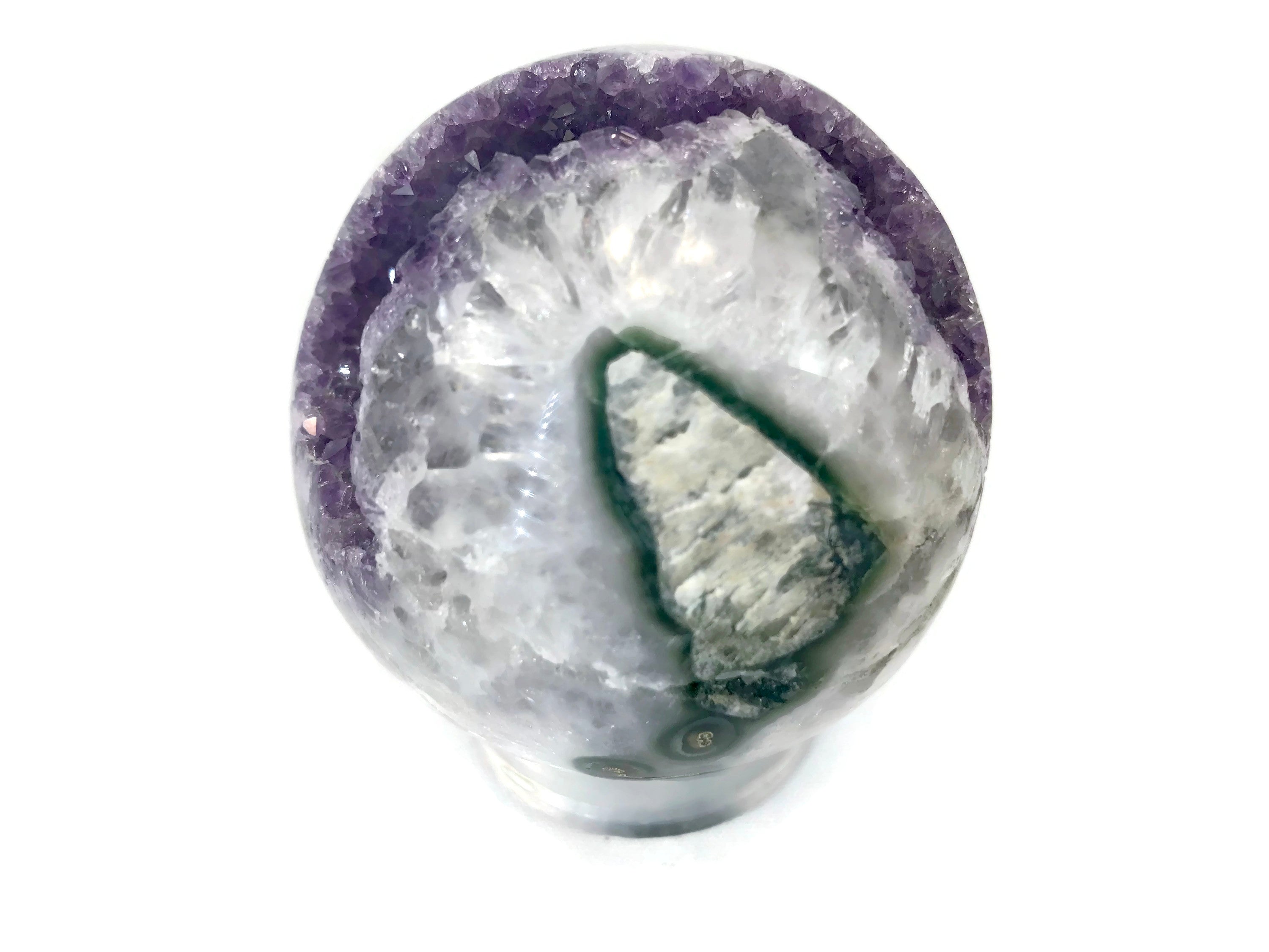 Green Banded Amethyst Crystal Sphere