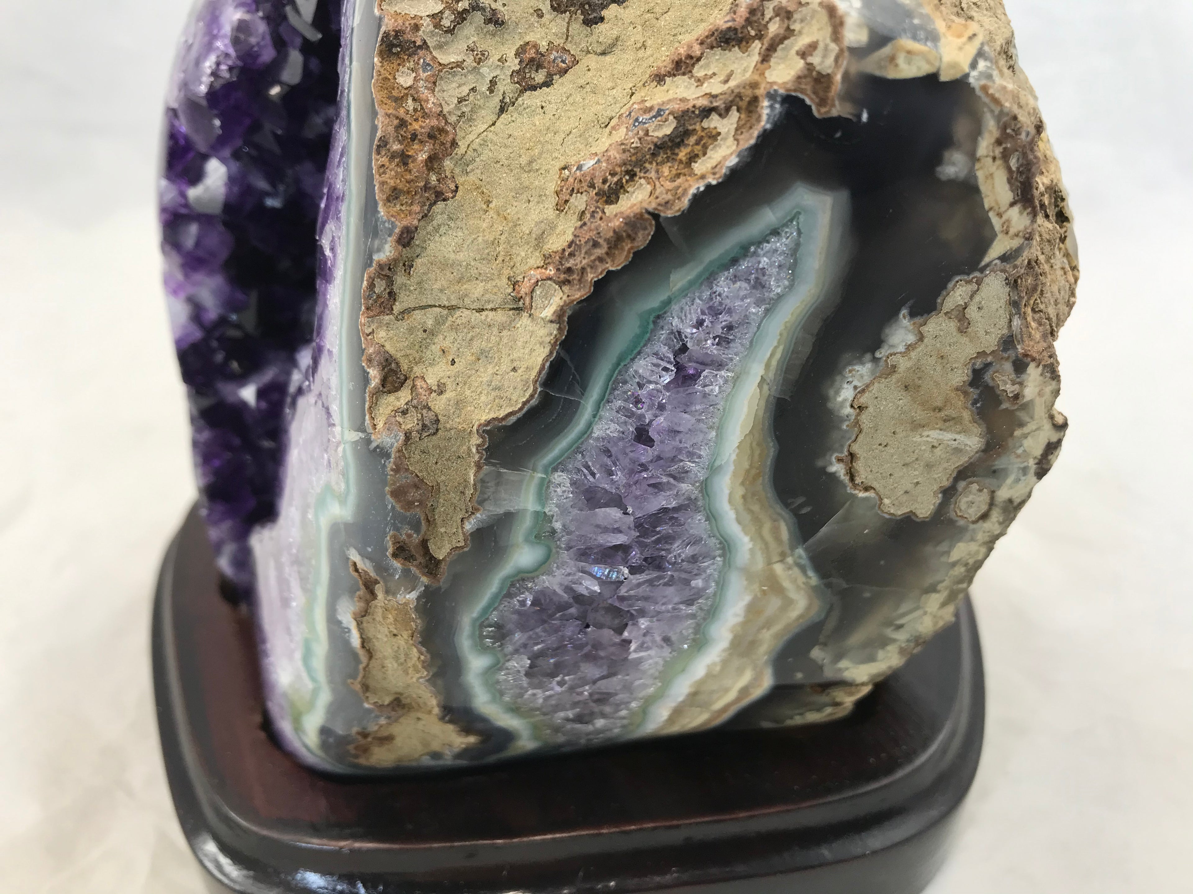 Green Agate with Amethyst Geode