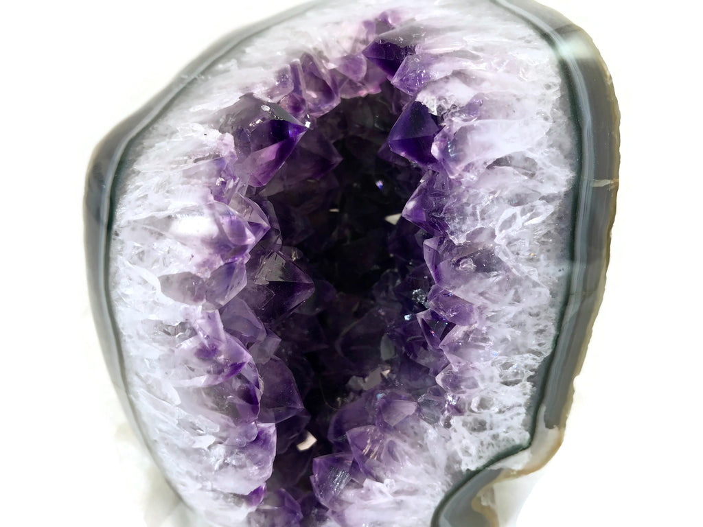 Blue and Green Banded Amethyst Geode