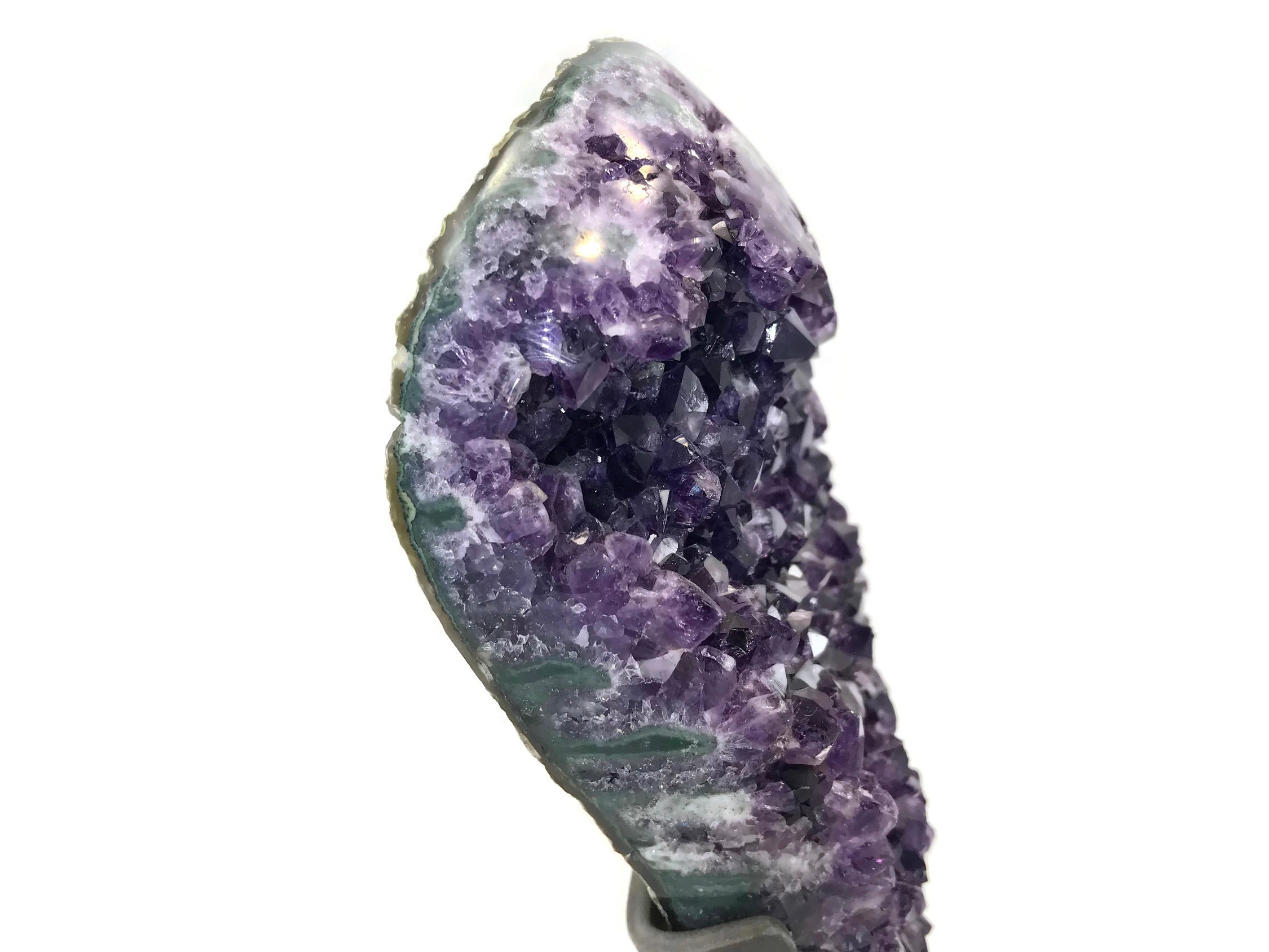 Green Agate Trimmed Amethyst