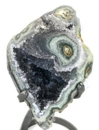 Quartz Crystals over Green Agate Geode