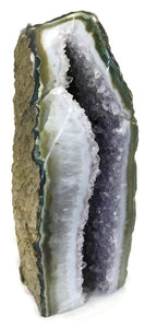 Green Banded Agate with Amethyst Geode