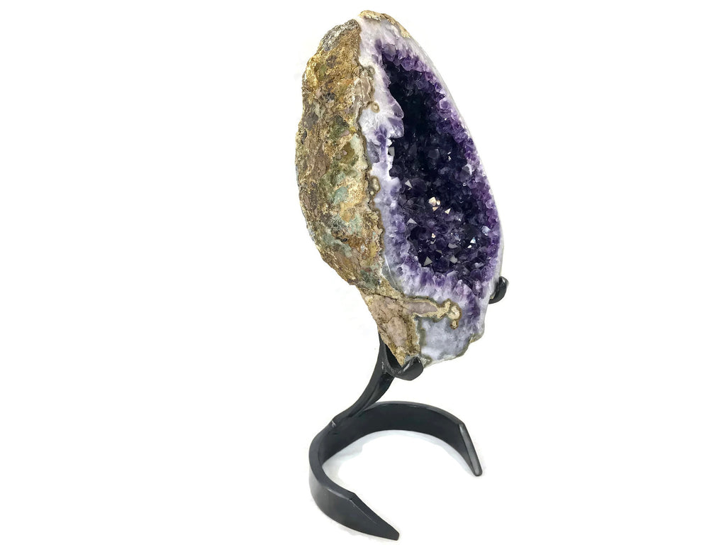 Unusual Blond Skinned Amethyst Geode with Custom Stand
