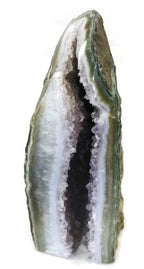 Green Banded Agate with Amethyst Geode