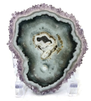 Amethyst Microcrystal with Green Agate Stalactite Slice