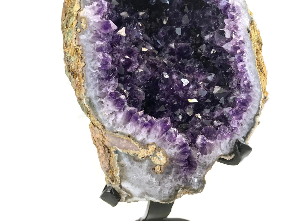 Unusual Blond Skinned Amethyst Geode with Custom Stand