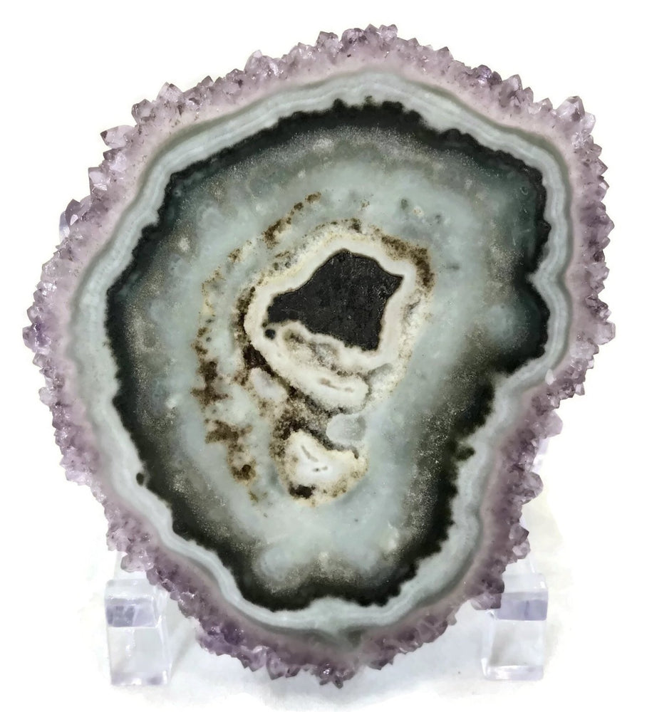Amethyst Microcrystal with Green Agate Stalactite Slice