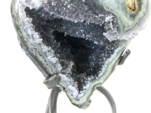 Quartz Crystals over Green Agate Geode